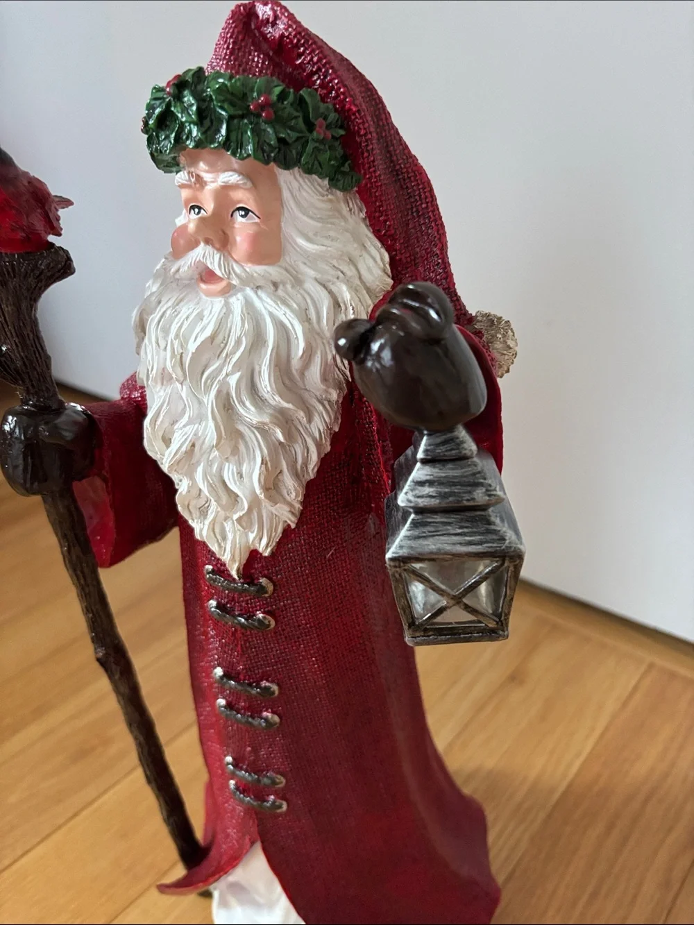 Classic Red Santa with Lantern Holiday Figurine